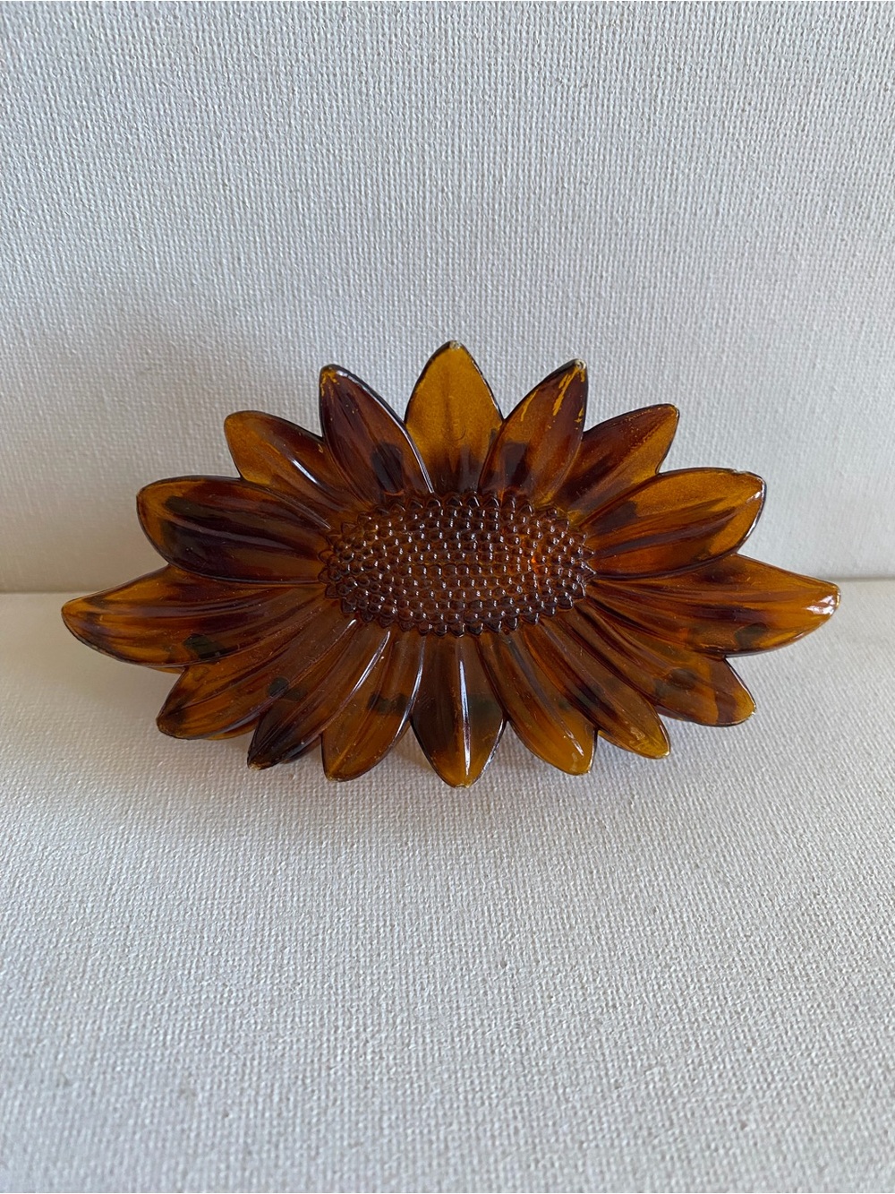 Vintage Hair Clip Claw Faux Tortoise Shell Brown Plastic Translucent Sunflower